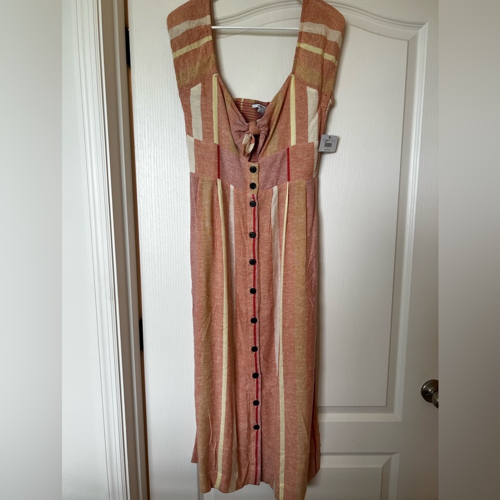 O'Neill Pink Sleeveless Tie Front Maxi Dress